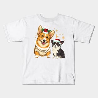 Cute Christmas Corgis Kids T-Shirt